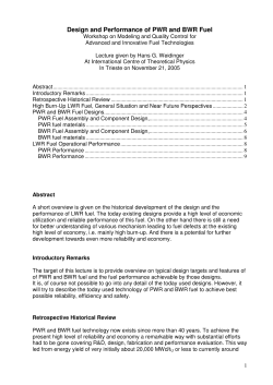 Design and Performance of PWR and BWR Fuel.