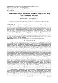 Comparison of Biogas production from Cow dung and Pig
