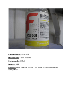 Chemical Name: Nitric Acid Manufacturer: Fisher Scientific