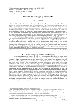 Sikkim: An Insurgency Free State