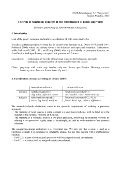 The role of functional concepts in the classification of nouns and verbs