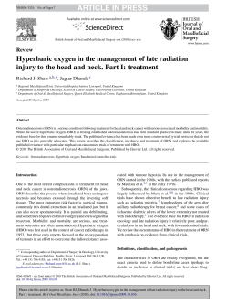 Hyperbaric oxygen in the management of late radiation injury to the