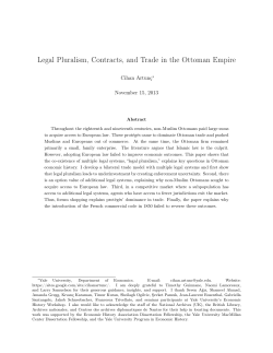 Legal Pluralism, Contracts, and Trade in the Ottoman Empire