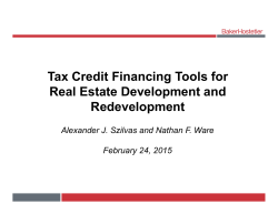 Tax Credit Financing Tools for Real Estate