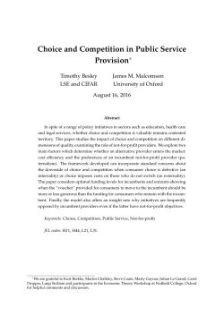 Choice and Competition in Public Service Provision - STICERD