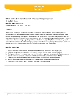 Title of Course: Brain Injury Treatment