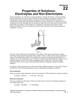 Properties of Solutions: Electrolytes and Non