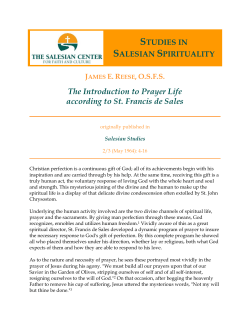 The Introduction to Prayer Life according to St. Francis de Sales