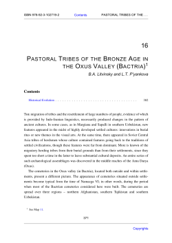 PASTORAL TRIBES OF THE BRONZE AGE IN THE OXUS VALLEY