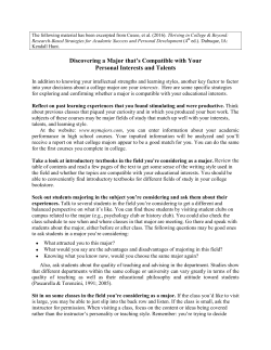 Discovering a Major that`s Compatible with Your Personal Interests