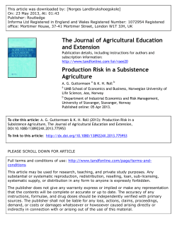 Production Risk in a Subsistence Agriculture