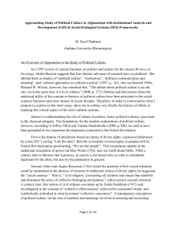 Approaching Study of Political Culture in Afghanistan with
