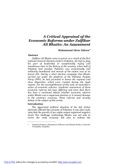 A Critical Appraisal of the Economic Reforms under Zulfikar