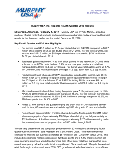 Murphy USA Inc. Reports Fourth Quarter 2016 Results