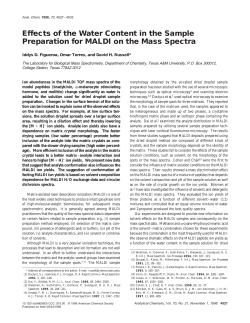 Effects of the Water Content in the Sample Preparation for MALDI on
