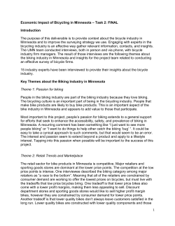Economic Impact of Bicycling in Minnesota &ndash; Task 2: FINAL