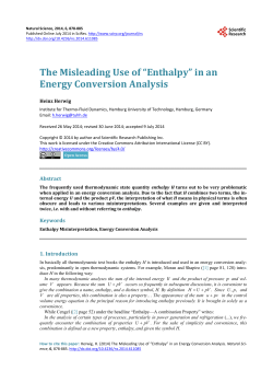 The Misleading Use of &ldquo;Enthalpy&rdquo; in an Energy Conversion Analysis