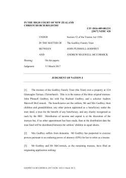[2017] NZHC 420 UNDER Section 52 of the Trustee Act 1