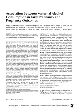 Association Between Maternal Alcohol Consumption in Early