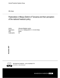 Pastoralists in Mbeya District of Tanzania and their