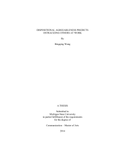 DISPOSITIONAL AGREEABLENESS PREDICTS OSTRACIZING