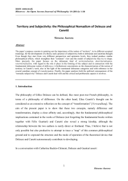 Territory and Subjectivity: the Philosophical Nomadism of