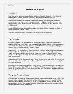 Saint Francis of Assisi Introduction: The Beginning The young