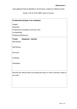 Attachment 3 DOCUMENTATION IN RESPECT OF ETHICAL