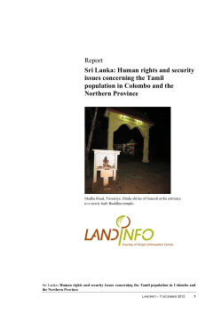 Sri Lanka: Human rights and security issues concerning the Tamil
