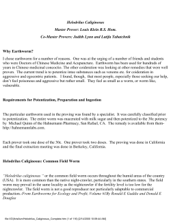 Homeopathic Proving of Helodrilis Caliginosis