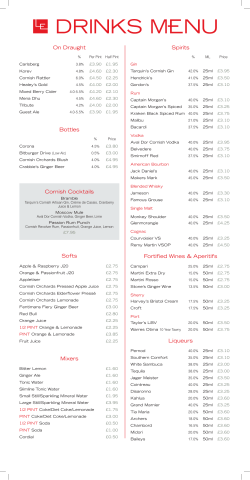 On Draught Bottles Softs Mixers Spirits Fortified