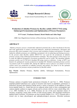 Production of Alkaline Protease by Bacillus subtilis