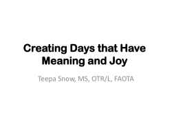 Creating Days that Have Meaning and Joy