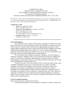 course syllabus moral injury, veterans of war