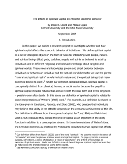 The Effects of Spiritual Capital on Altruistic Economic Behavior By