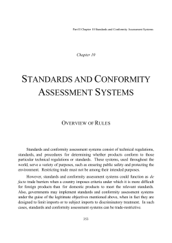 STANDARDS AND CONFORMITY ASSESSMENT SYSTEMS