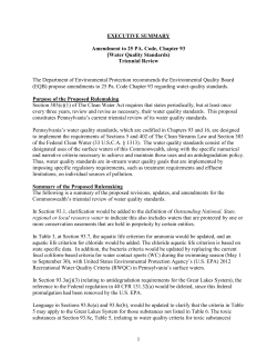 1 EXECUTIVE SUMMARY Amendment to 25 PA. Code, Chapter 93