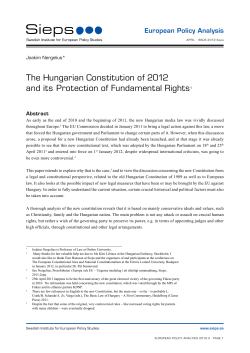 The Hungarian Constitution of 2012 and its Protection of