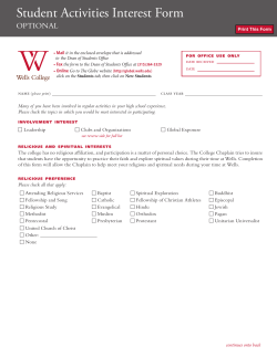 Student Activities Interest Form
