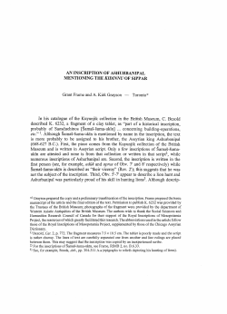 An Inscription of Ashurbanipal Mentioning the kidinnu of Sippar.