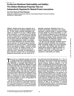 Erythrocyte Membrane Deformability and Stability