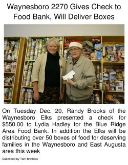 Waynesboro 2270 Gives Check to Food Bank, Will Deliver Boxes