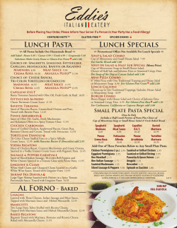 Lunch Pasta Al Forno - Baked Lunch Specials