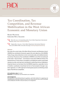 Tax Coordination, Tax Competition, and Revenue Mobilization in the