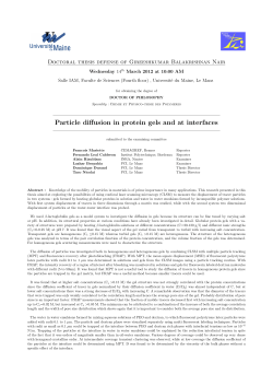 Particle diffusion in protein gels and at interfaces