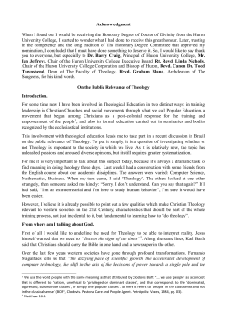 Acknowledgment When I found out I would be receiving the