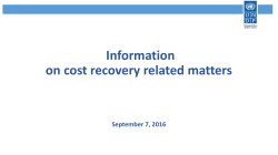 Information on cost recovery related matters
