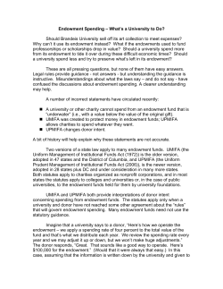 Endowment Spending &ndash; What`s a University to Do?