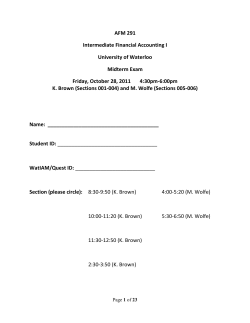 AFM 291 Intermediate Financial Accounting I University
