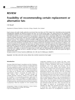 Feasibility of recommending certain replacement or alternative fats